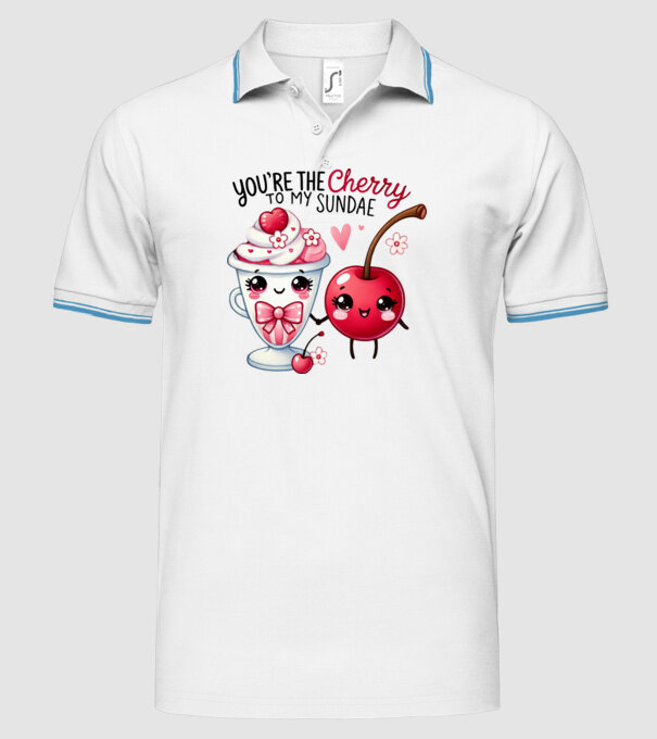 Cherry to my Sunday model alb pe tricou