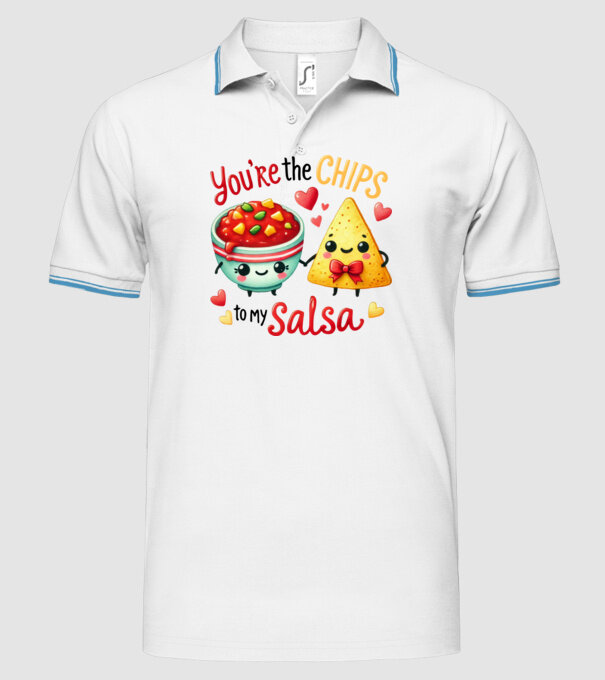 Chips to my Salsa model alb pe tricou