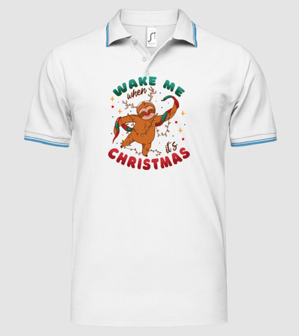 Christmas Sloth model alb pe tricou