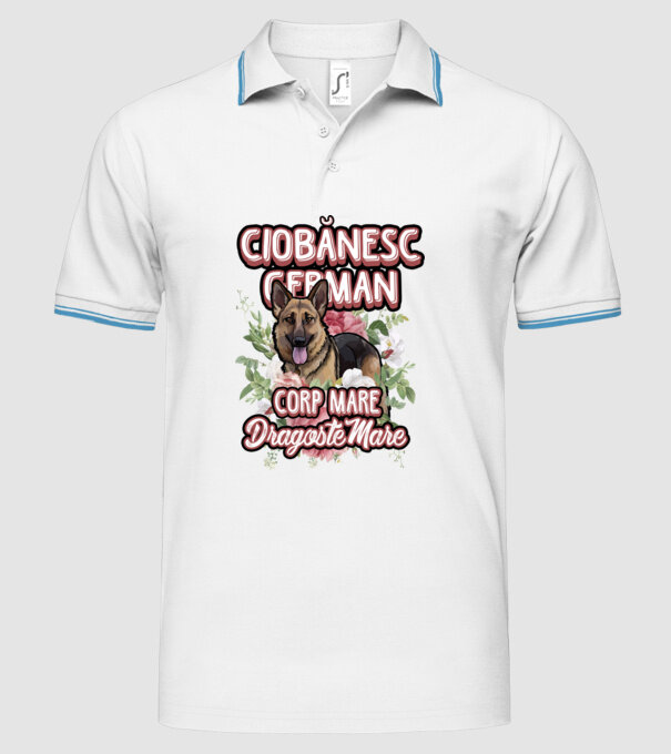 ciobănesc german - corp mare, dragoste mare model alb pe tricou