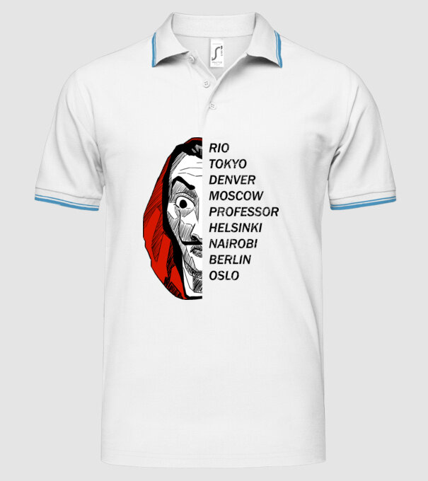 classic logo money heist white model alb pe tricou