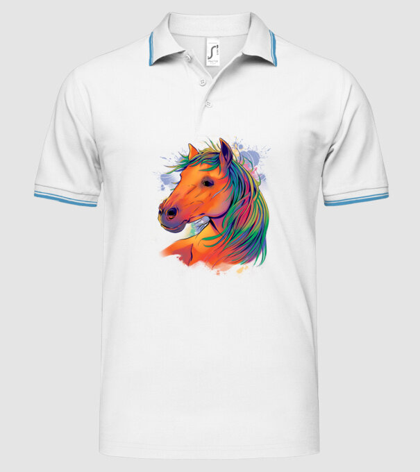 Colorful Horse model alb pe tricou