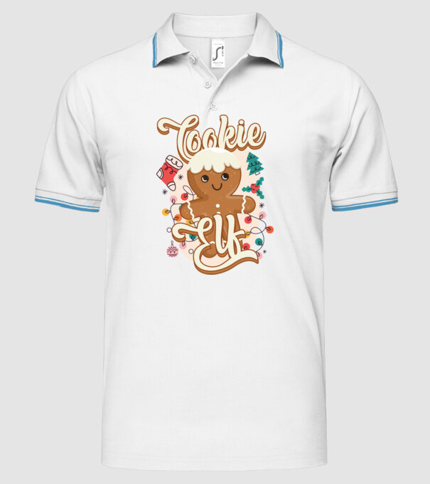 Cookie elf model alb pe tricou