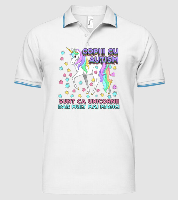 Copiii cu autism sunt ca unicornii, dar mult mai magici model alb pe tricou