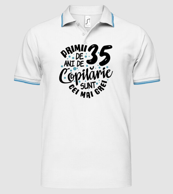 Copilărie 35 de ani model alb pe tricou