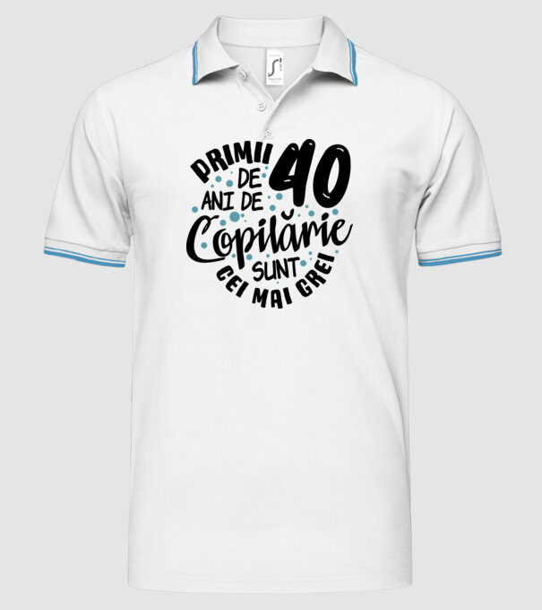 Copilărie 40 de ani model alb pe tricou