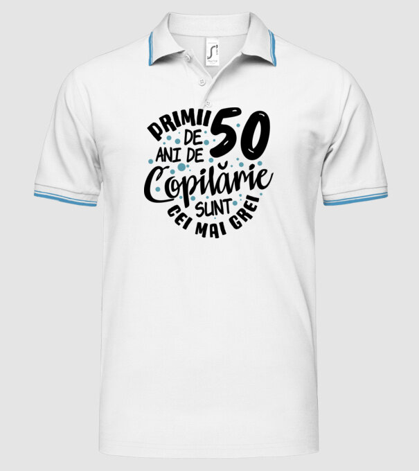 Copilărie 50 de ani model alb pe tricou