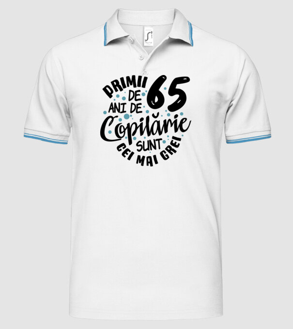 Copilărie 65 de ani model alb pe tricou