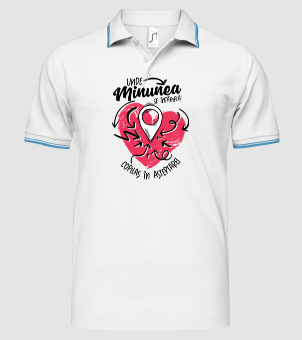 Copilaș în așteptare model alb pe tricou