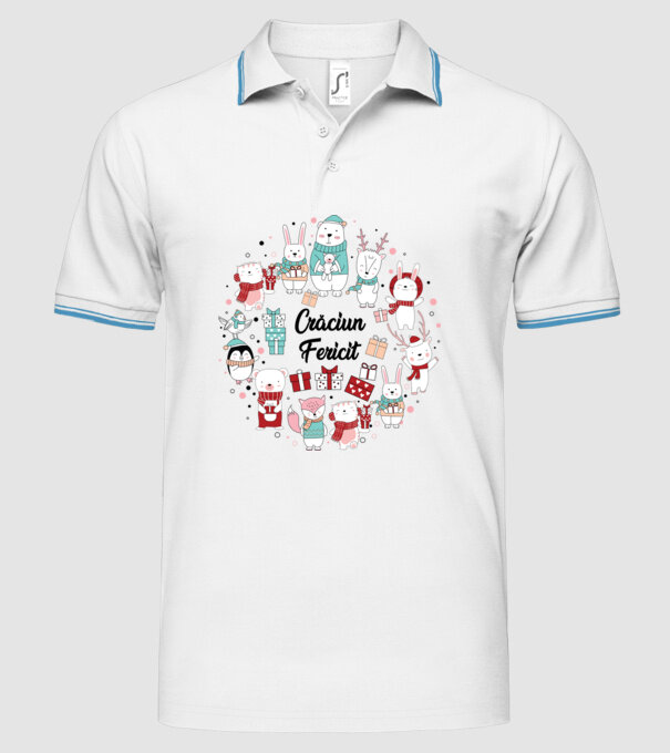 Crăciun Fericit model alb pe tricou
