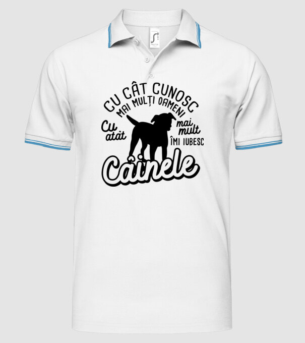 Cu cât cunosc mai mulți oameni, cu atât mai mult îmi iubesc câinele model alb pe tricou