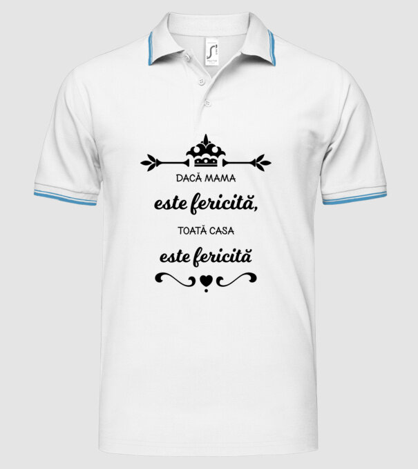 dacă mama este fericită, toată casa este fericită model alb pe tricou