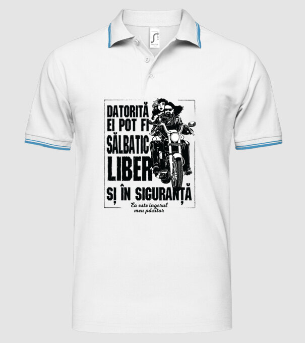 datorită lui pot fi sălbatică, liberă și în siguranță - el este îngerul meu păzitor model alb pe tricou