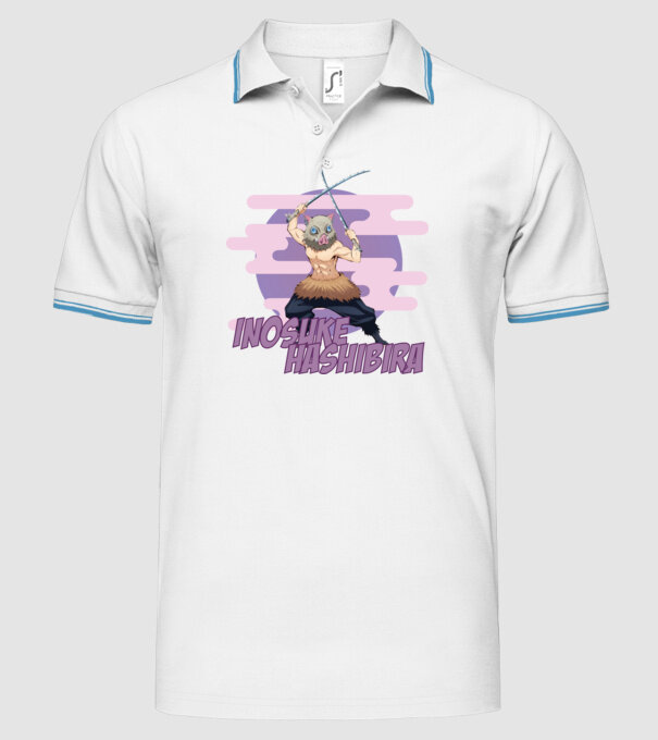 Demon Slayer Inosuke model alb pe tricou