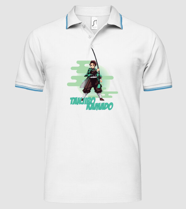 Demon Slayer Tanjiro model alb pe tricou