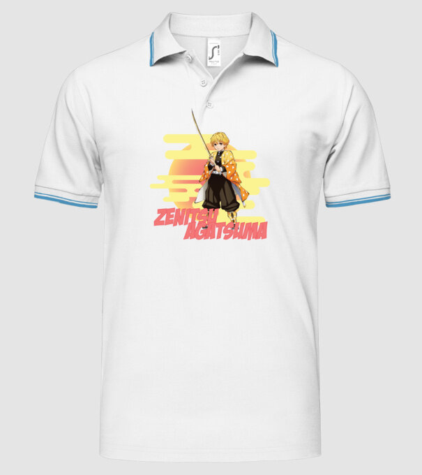 Demon Slayer Zenitsu model alb pe tricou