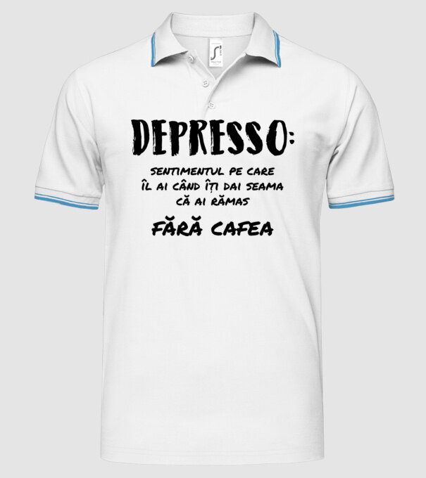 depresie: sentimentul pe care îl ai când îți dai seama că ai rămas fără cafea model alb pe tricou
