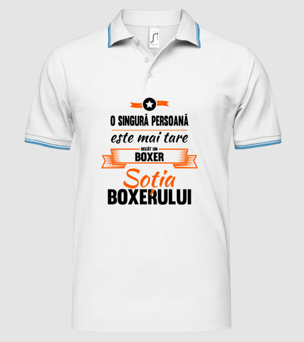 doar o persoană este mai tare decât un boxer, soția boxerului model alb pe tricou