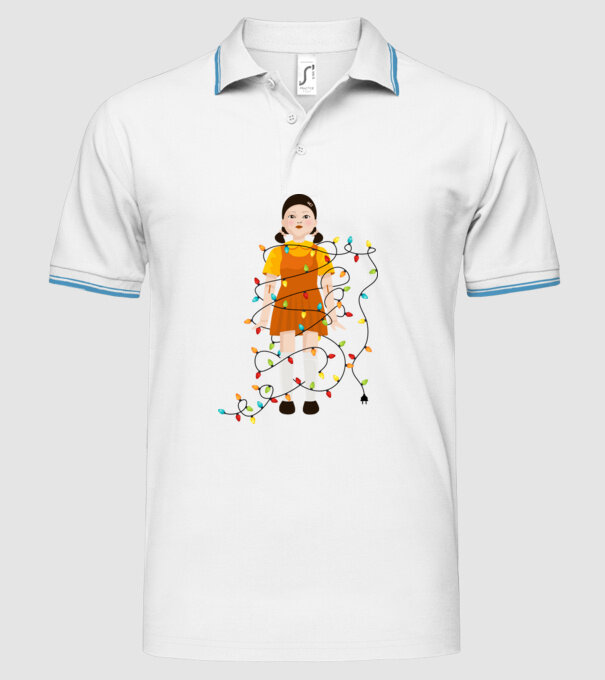 doll squid game model alb pe tricou