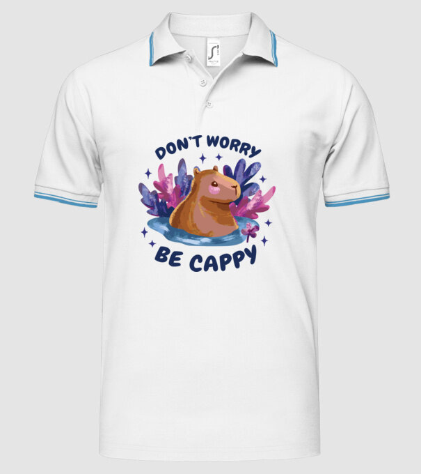 Don't worry be Cappy - capibară model alb pe tricou
