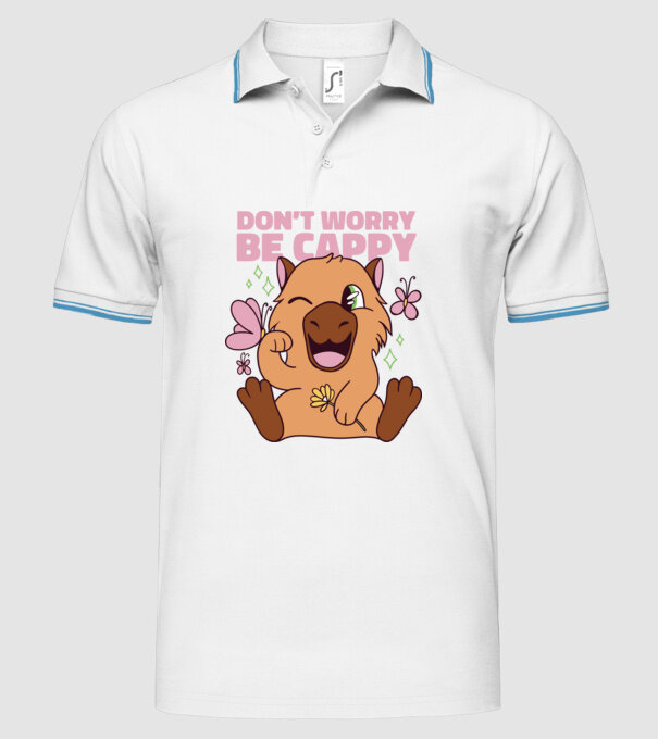 Don't worry be cappy - capibară model alb pe tricou