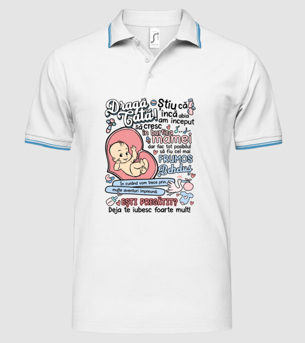 Dragă tată model alb pe tricou