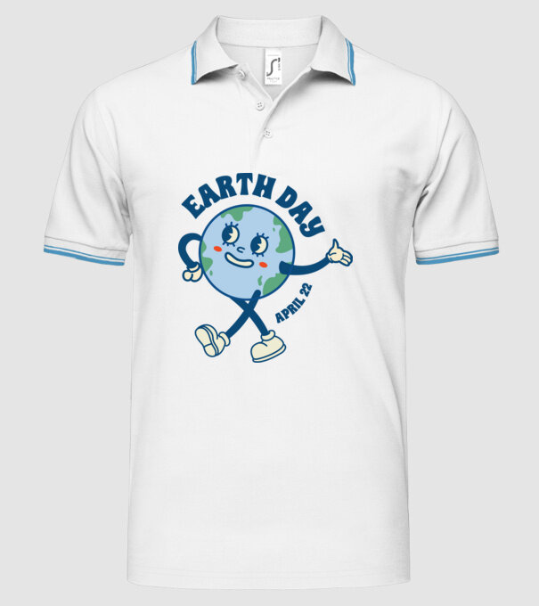 Earth Day model alb pe tricou