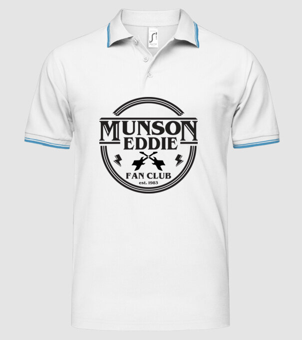 eddie munson fan club est 1983 model alb pe tricou