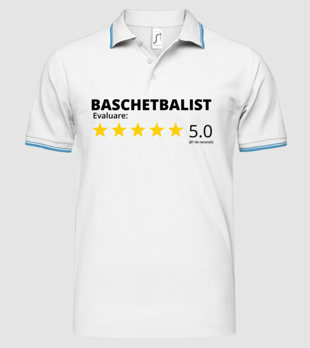 Evaluare 5 BASCHETBALIST model alb pe tricou