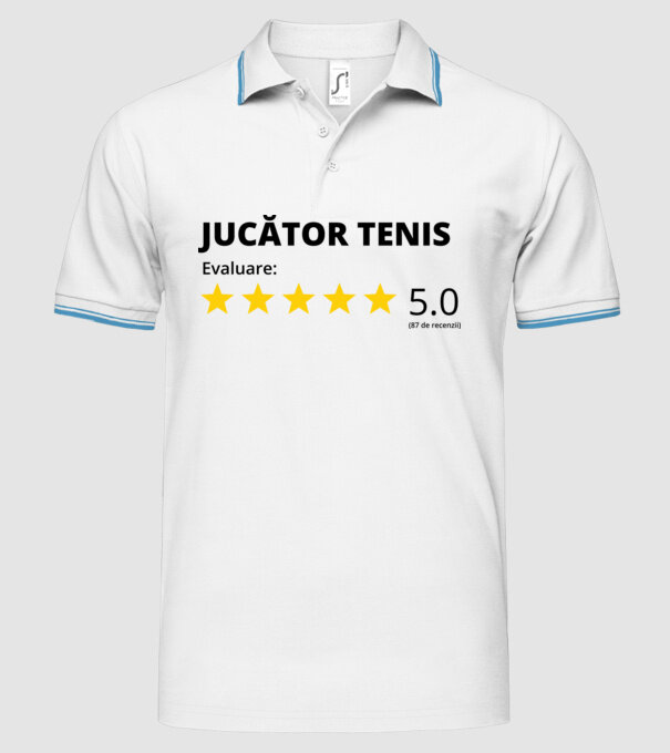 Evaluare 5 JUCĂTOR de TENIS model alb pe tricou