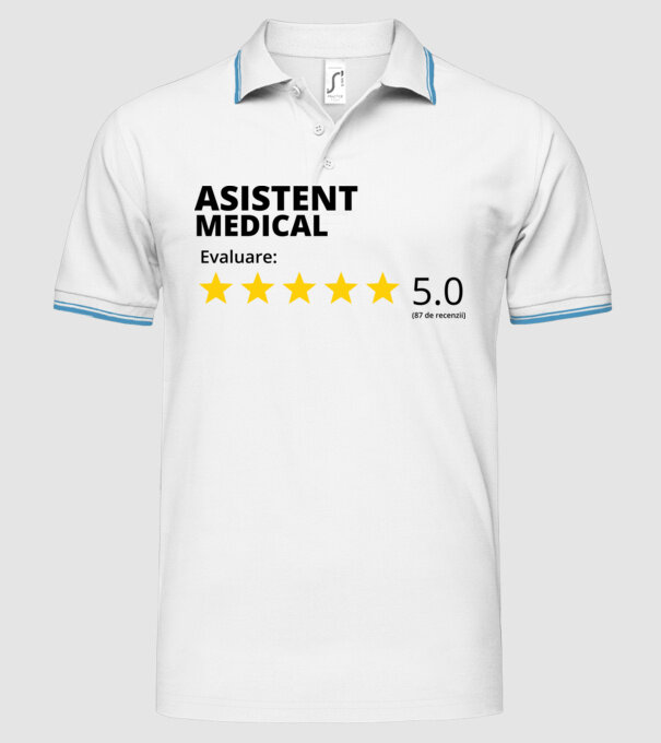Evaluare - ASISTENT MEDICAL model alb pe tricou