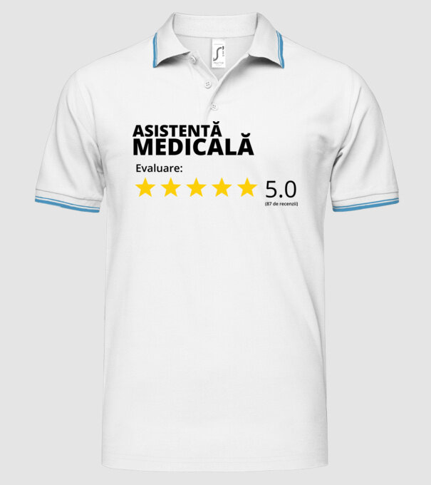 Evaluare - ASISTENTĂ MEDICALĂ model alb pe tricou