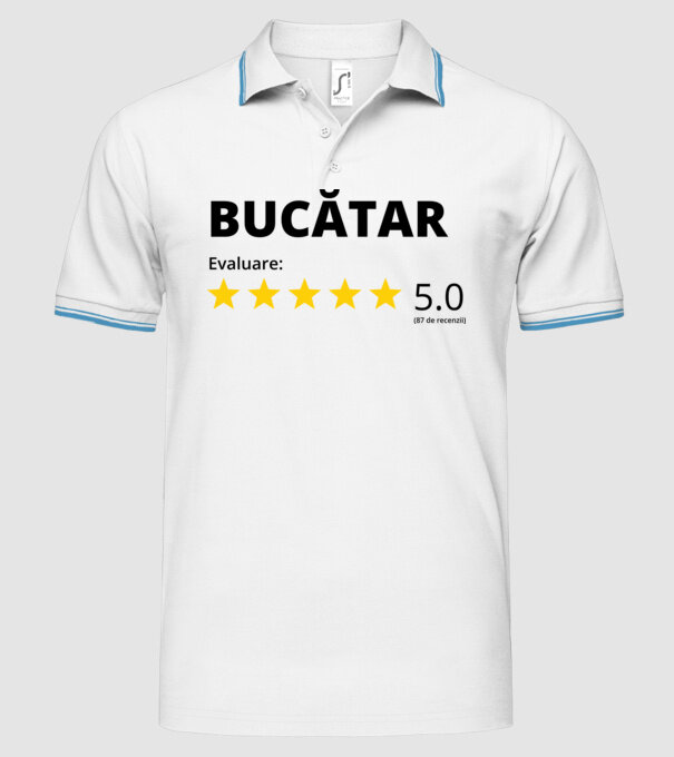 Evaluare - BUCĂTAR model alb pe tricou