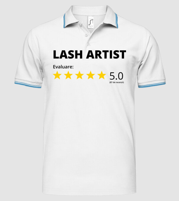 Evaluare - LASH ARTIST model alb pe tricou
