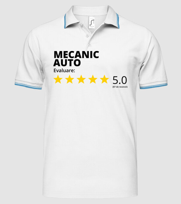 Evaluare - MECANIC AUTO model alb pe tricou