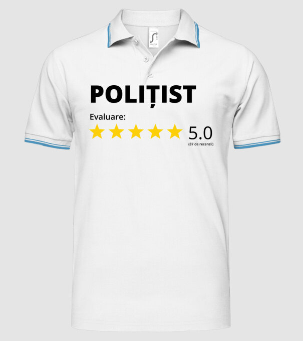 Evaluare - POLIȚIST model alb pe tricou
