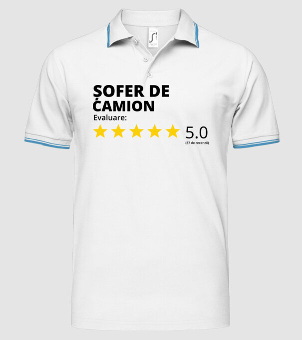 Evaluare - ȘOFER DE CAMION model alb pe tricou