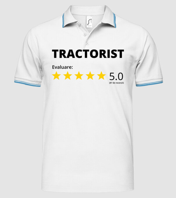Evaluare - TRACTORIST model alb pe tricou