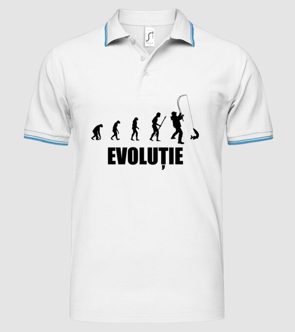 Evoluție Pescuit model alb pe tricou