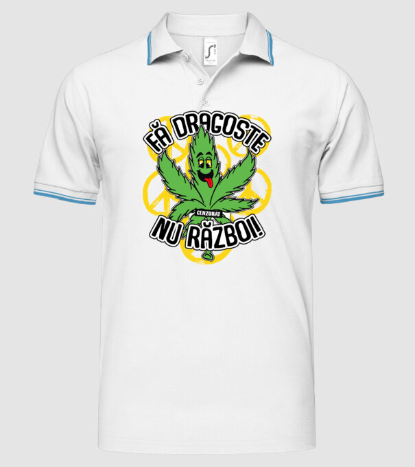 fă dragoste, nu război! (cenzurat) model alb pe tricou