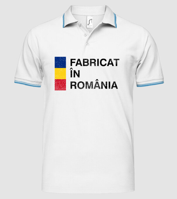 Fabricat în România model alb pe tricou