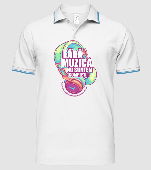 Fără muzică nu suntem compleți - Muzica ne atinge emoțional acolo, unde doar cuvintele nu o pot face. model alb pe tricou