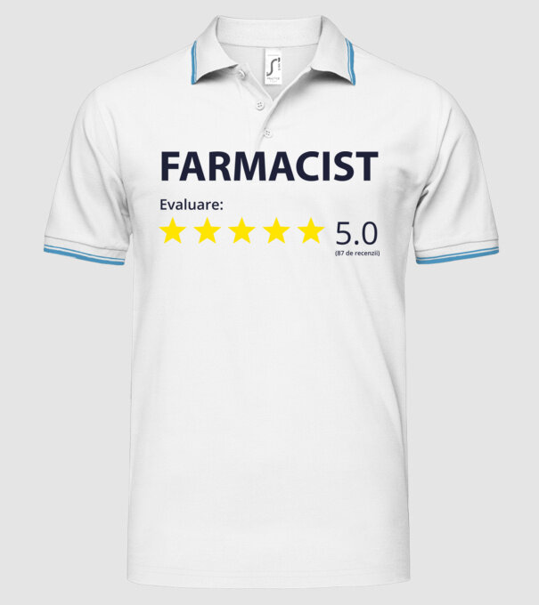 farmacist evaluare model alb pe tricou