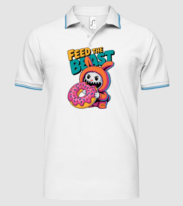 Feed the beast model alb pe tricou