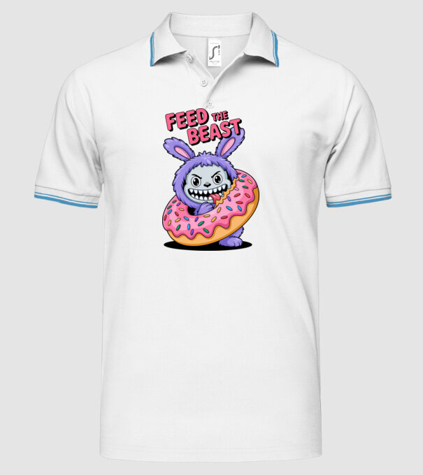Feed the beast model alb pe tricou