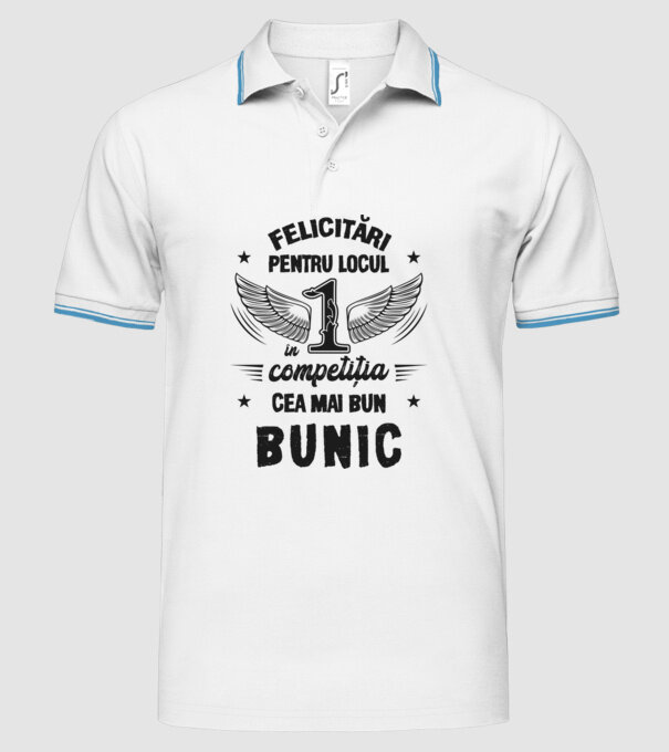 Felicitări pentru locul 1 în competiția Cel mai bun bunic! model alb pe tricou