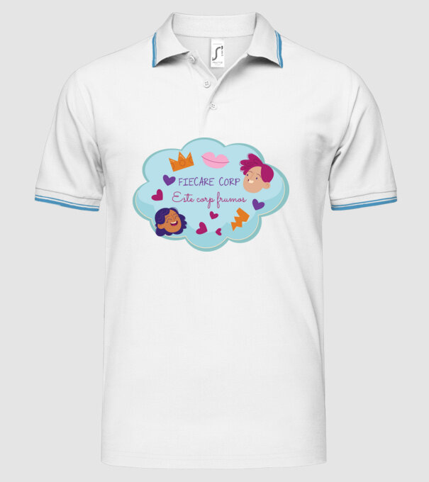 Fiecare corp model alb pe tricou