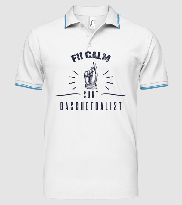 Fii calm, sunt BASCHETBALIST model alb pe tricou