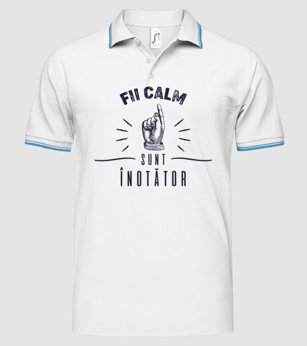 Fii calm, sunt ÎNOTĂTOR model alb pe tricou