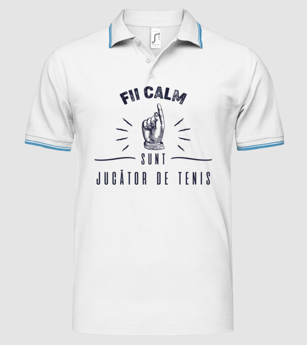 Fii calm, sunt JUCĂTOR DE TENIS model alb pe tricou